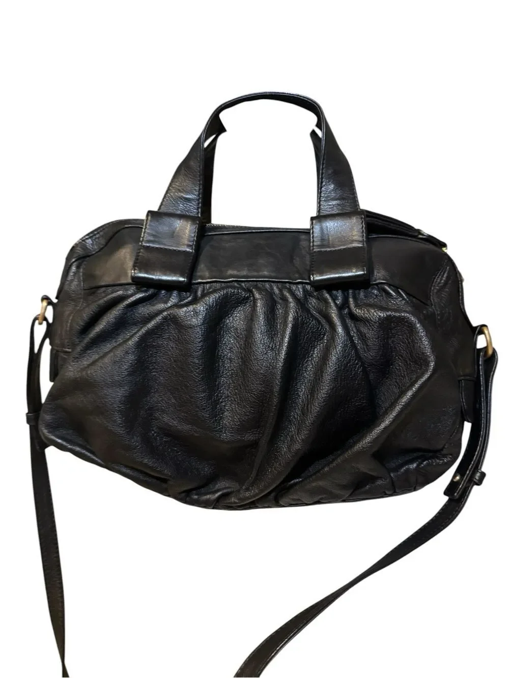 See by Chloe Black Leather Pleated Top Handle Bowler Boston 2way Satchel Auth